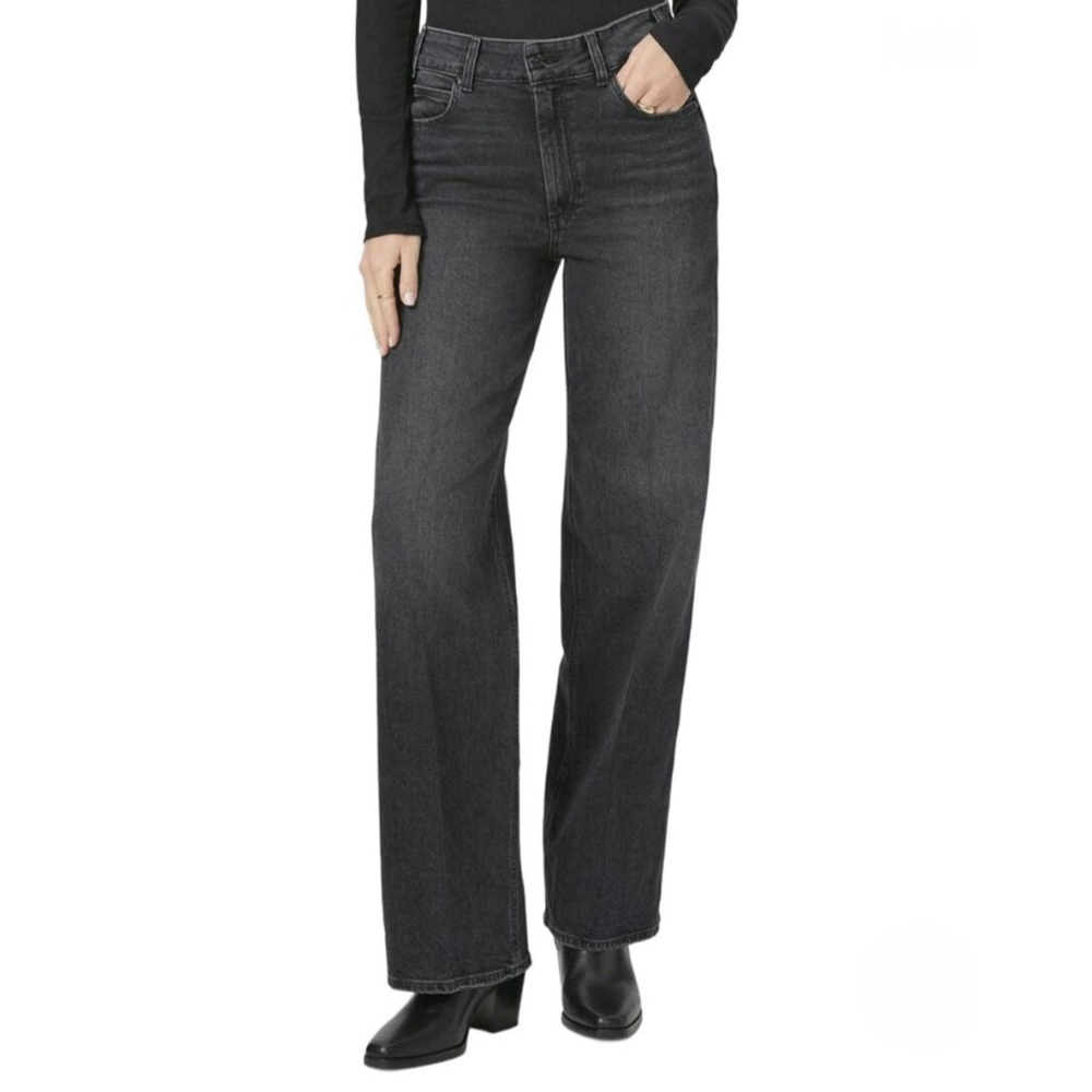 PAIGE Sasha‎ Black Manta Distressed High Rise Wide Leg Jeans #88 Size 31 - Picture 2 of 10